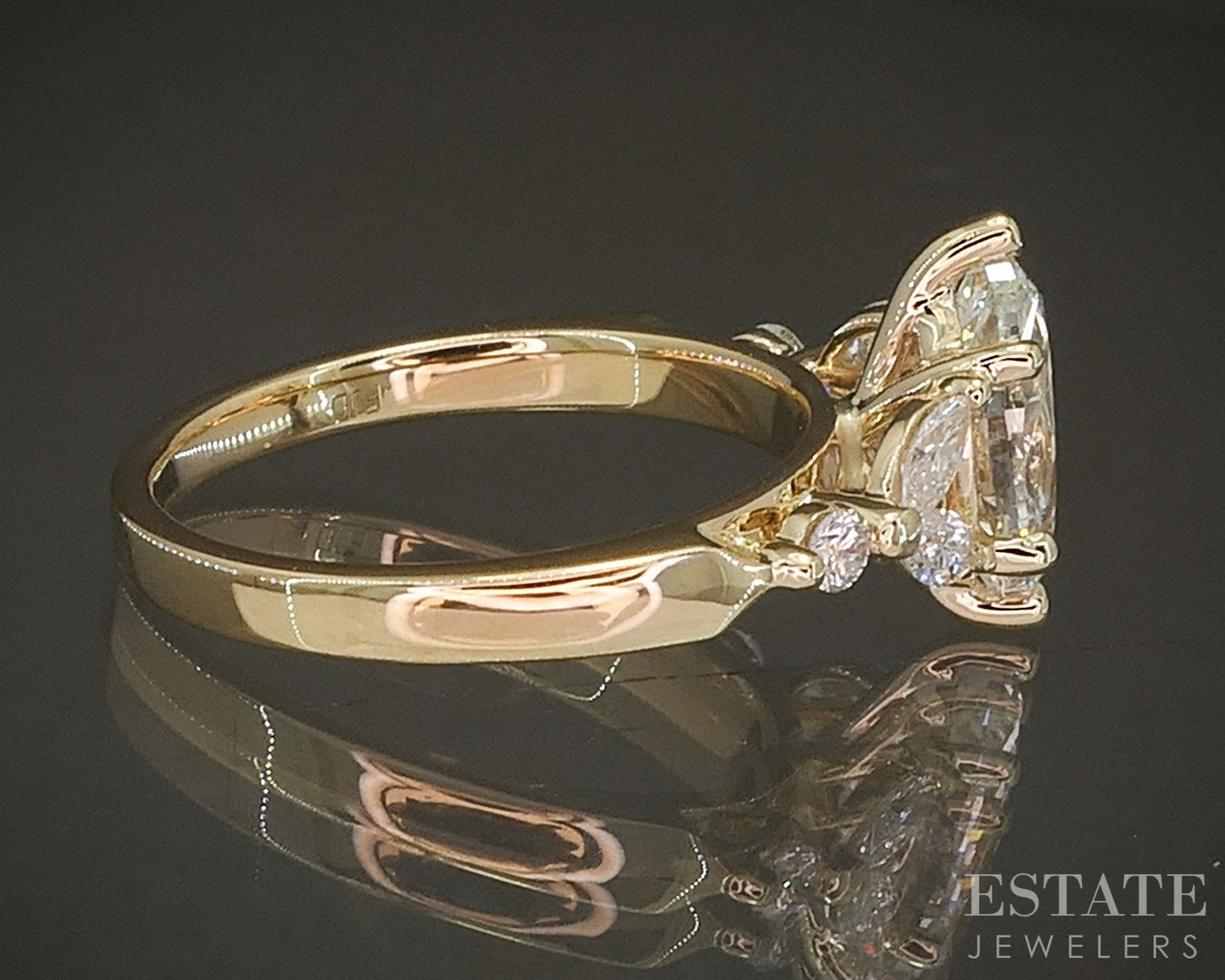 Estate Jewelers "Catherine" Cathedral Marquise Diamond Engagement Ring p23503