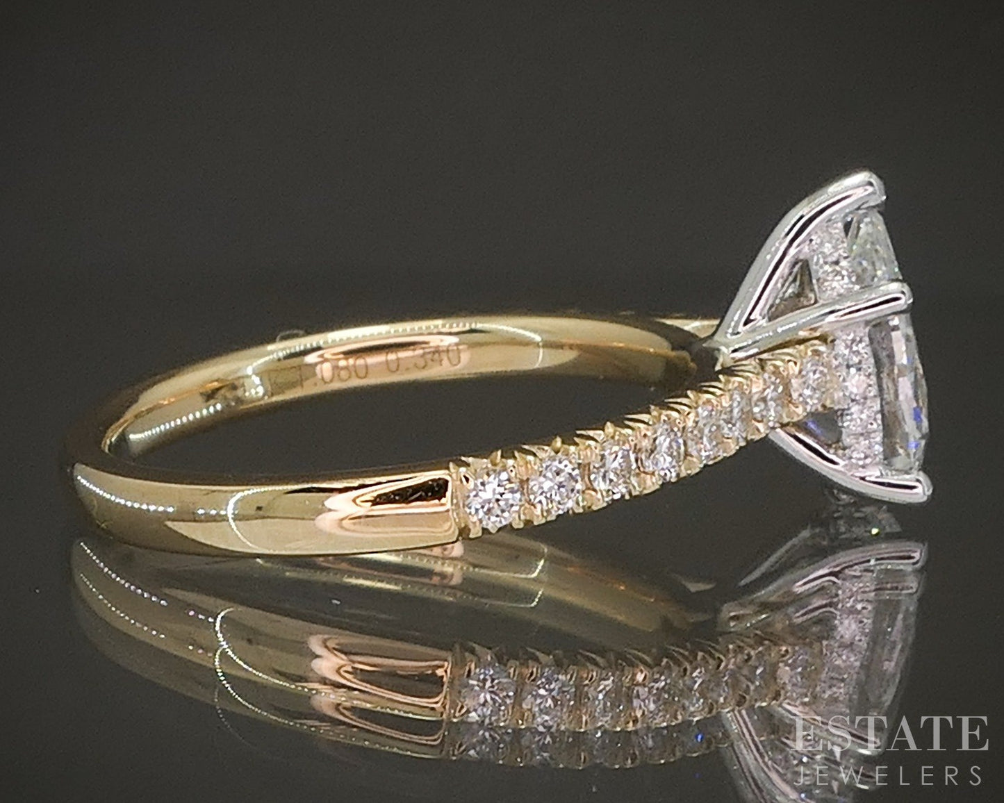 Estate Jewelers "Lucy" Cathedral 1.09ct Pear Diamond Engagement Ring p23499