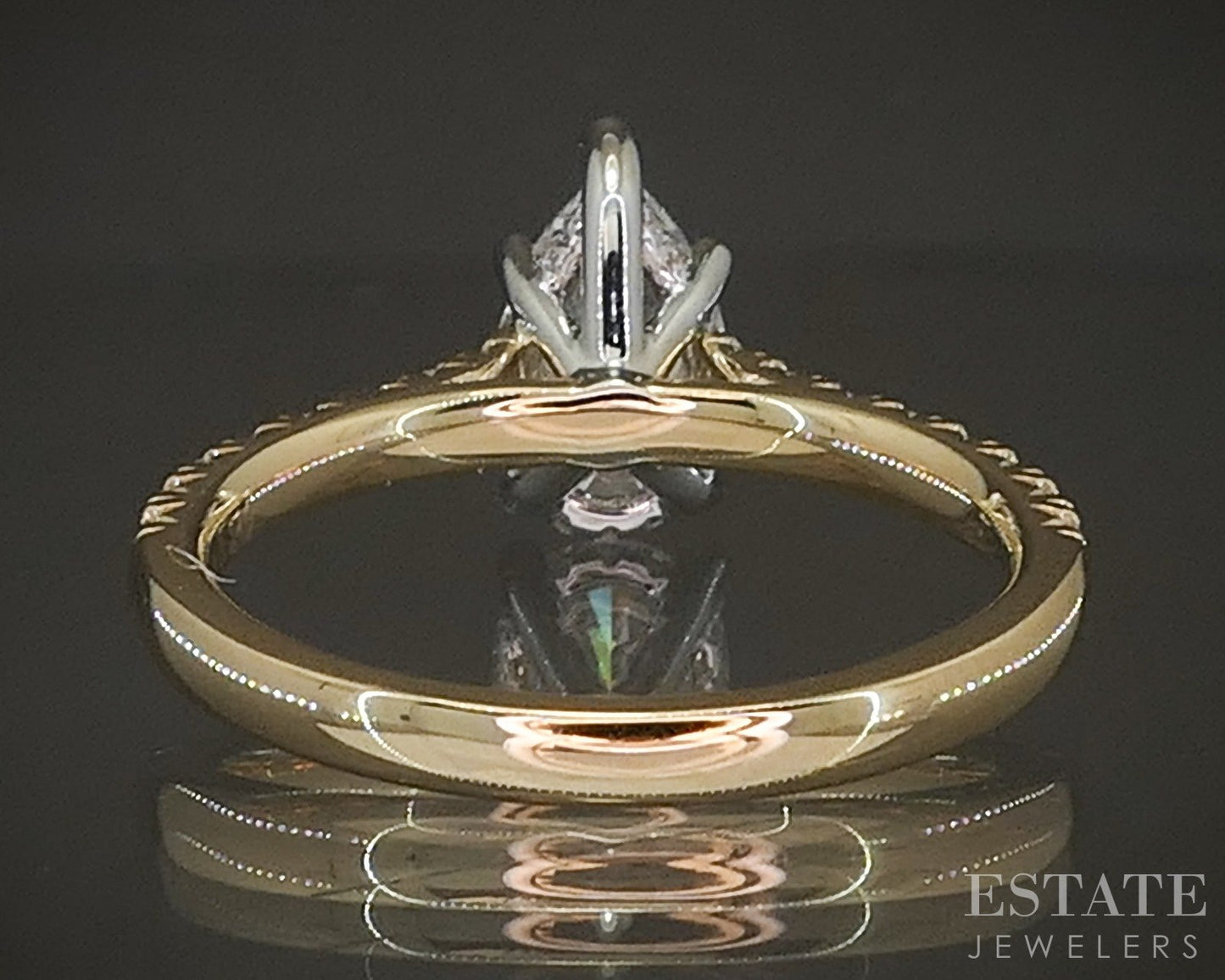 Estate Jewelers "Lucy" Cathedral 1.09ct Pear Diamond Engagement Ring p23499