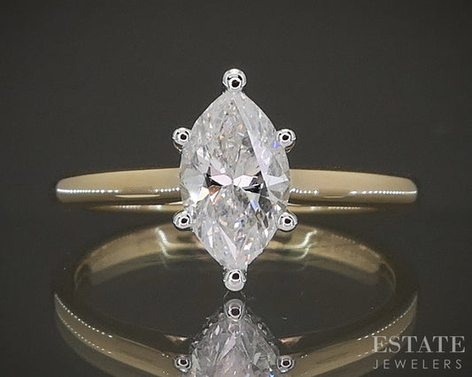 Estate Jewelers "Elizabeth" Solitaire Marquise Diamond Engagement Ring p23497