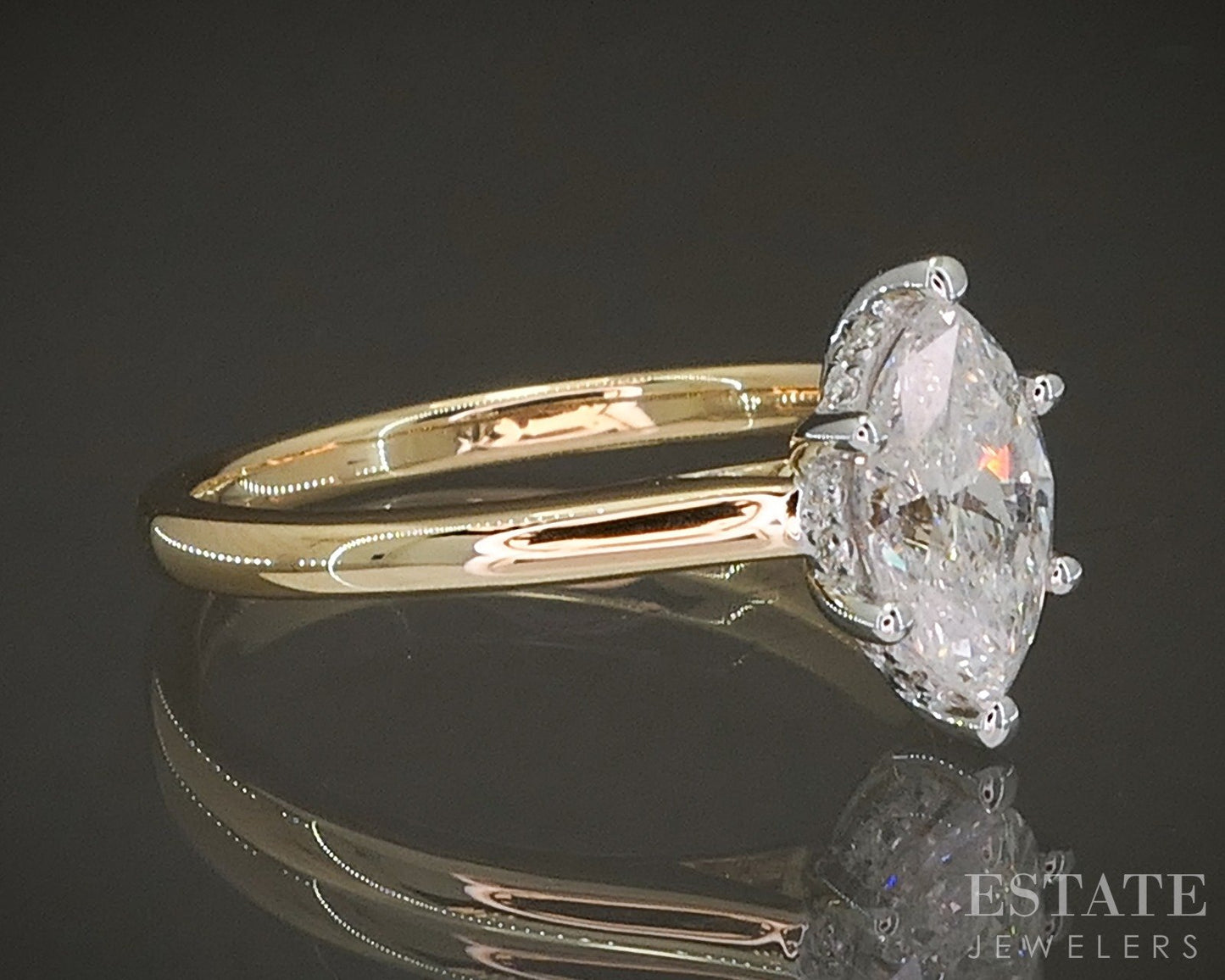 Estate Jewelers "Elizabeth" Solitaire Marquise Diamond Engagement Ring p23497