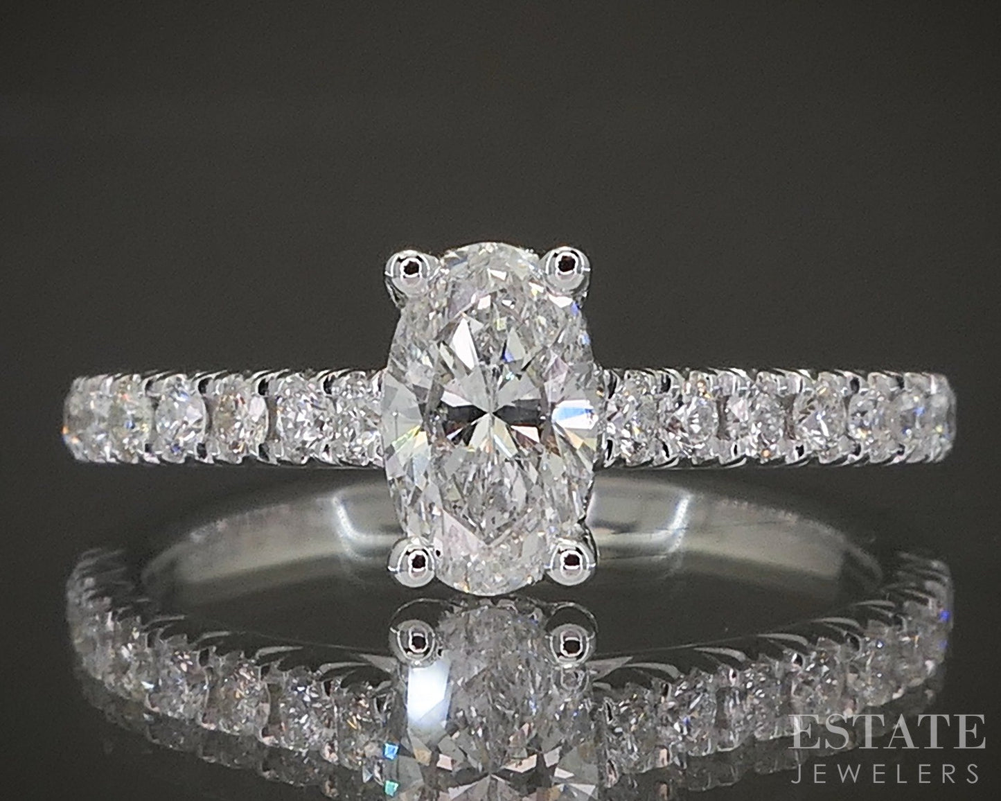 Estate Jewelers "Lucy" Cathedral 0.57ct Oval Diamond Engagement Ring p23499