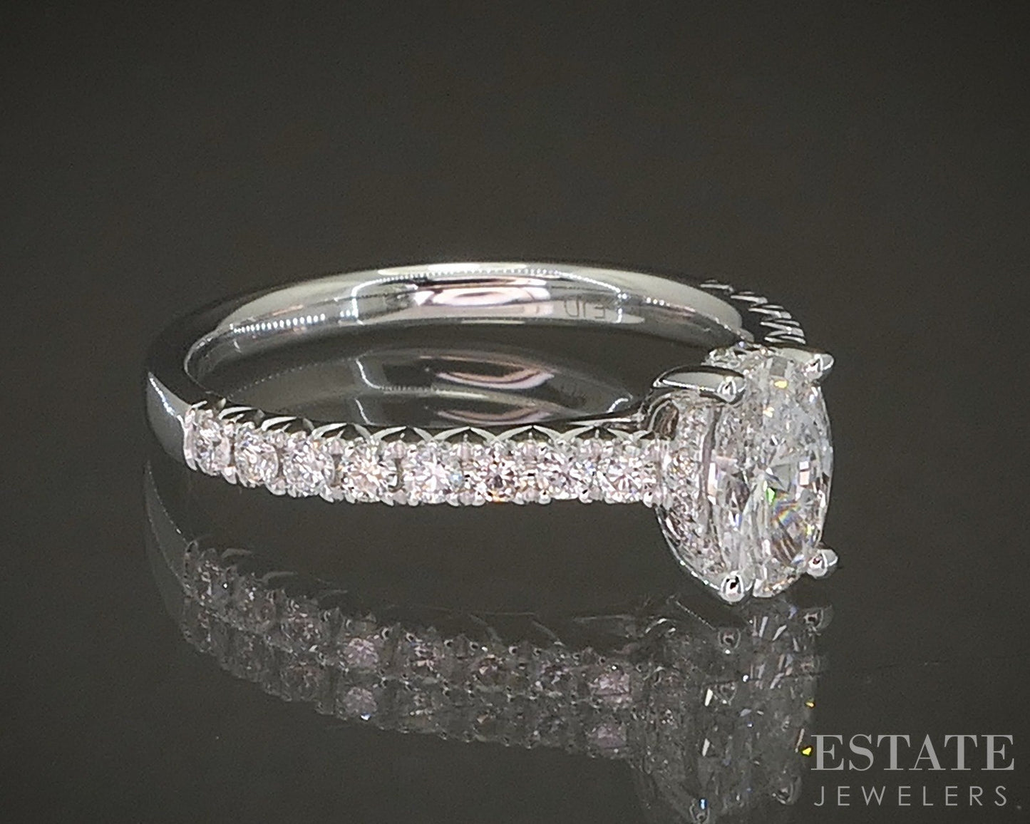 Estate Jewelers "Lucy" Cathedral 0.57ct Oval Diamond Engagement Ring p23499