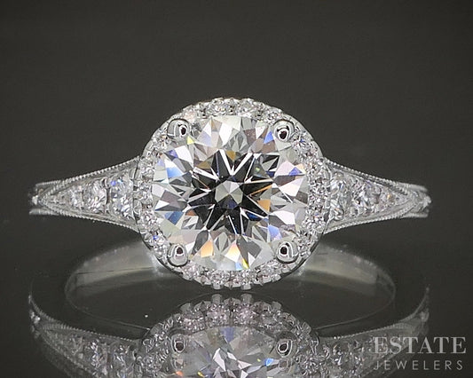 Estate Jewelers "Emma" Round Diamond Halo Engagement Ring p23521