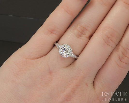 Estate Jewelers "Emma" Round Diamond Halo Engagement Ring p23521