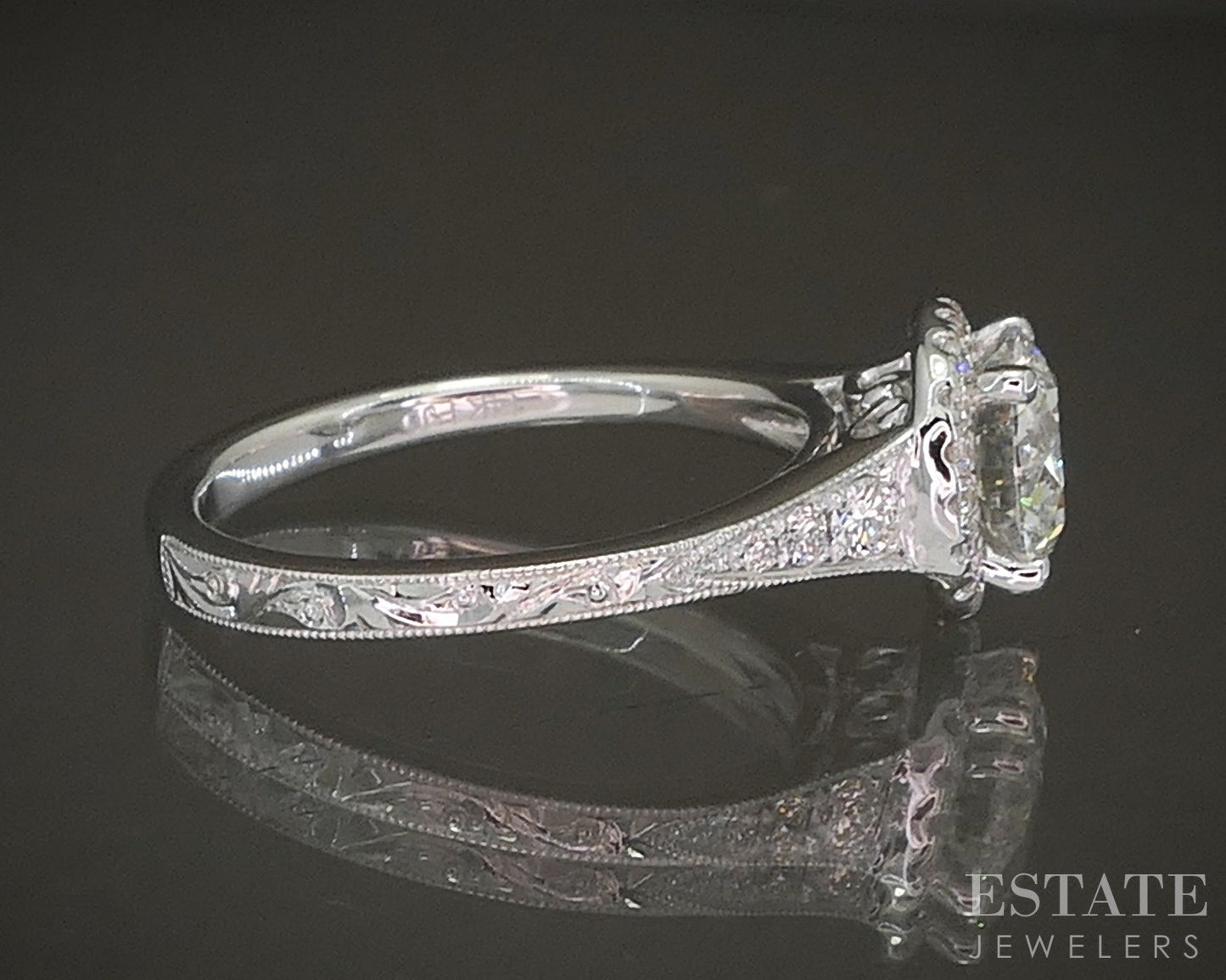 Estate Jewelers "Emma" Round Diamond Halo Engagement Ring p23521