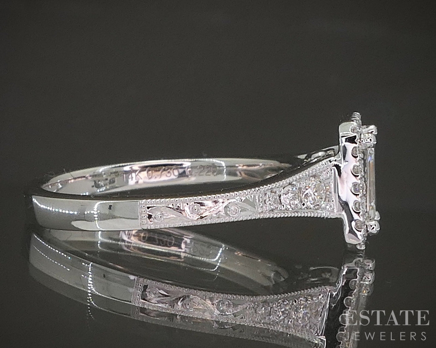 Estate Jewelers "Emma" Emerald Cut Diamond Halo Engagement Ring p23483