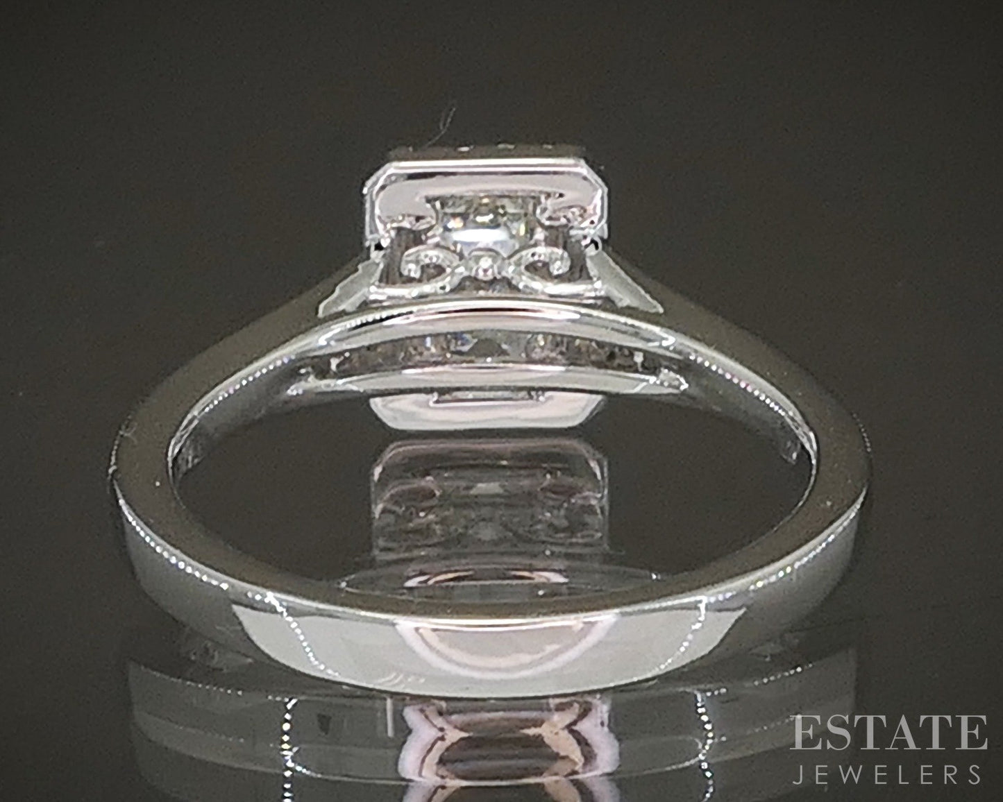 Estate Jewelers "Emma" Emerald Cut Diamond Halo Engagement Ring p23483