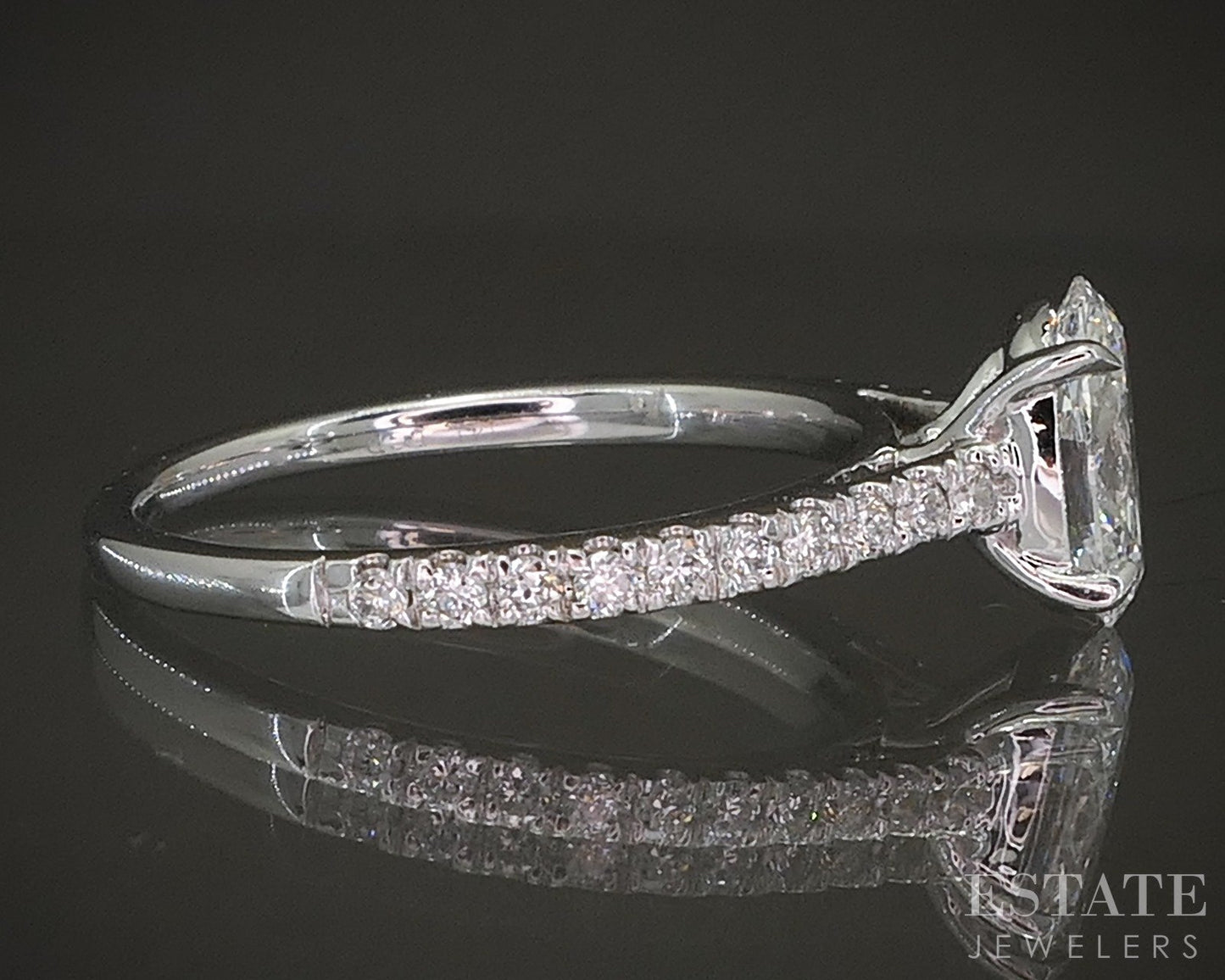 14k White Gold IGI Oval Lab Created 1.28ctw Diamond Engagement Ring 2.6g p15954