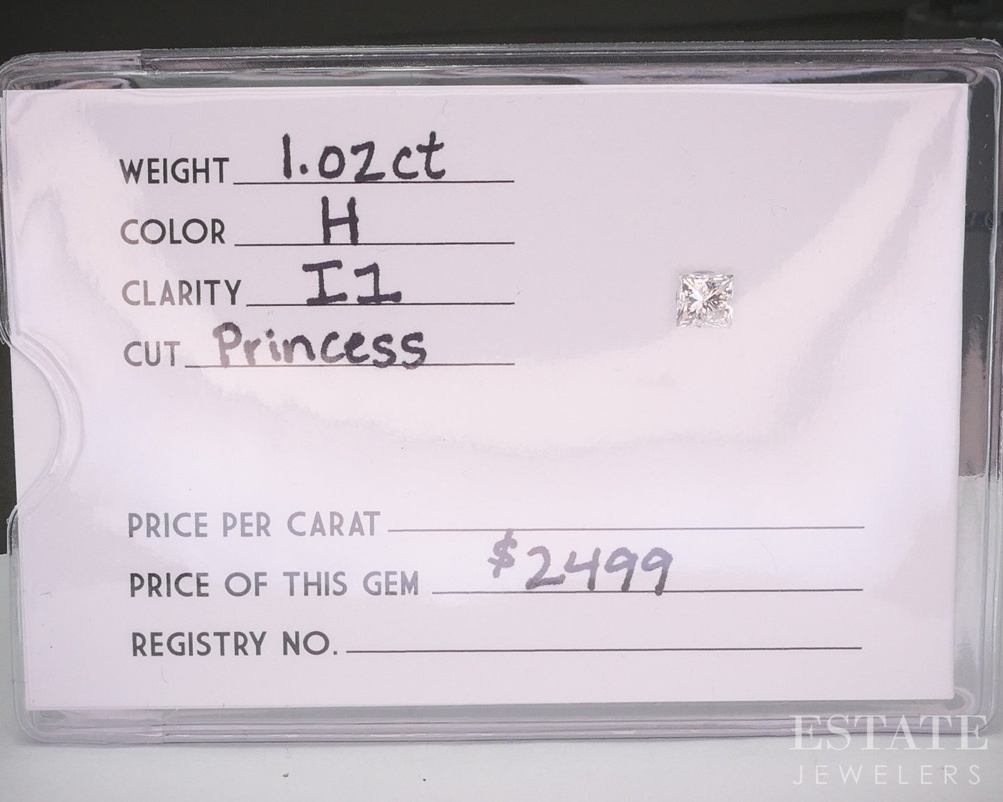 Loose 1.02ct Princess Cut Natural Diamond I1/H p21735
