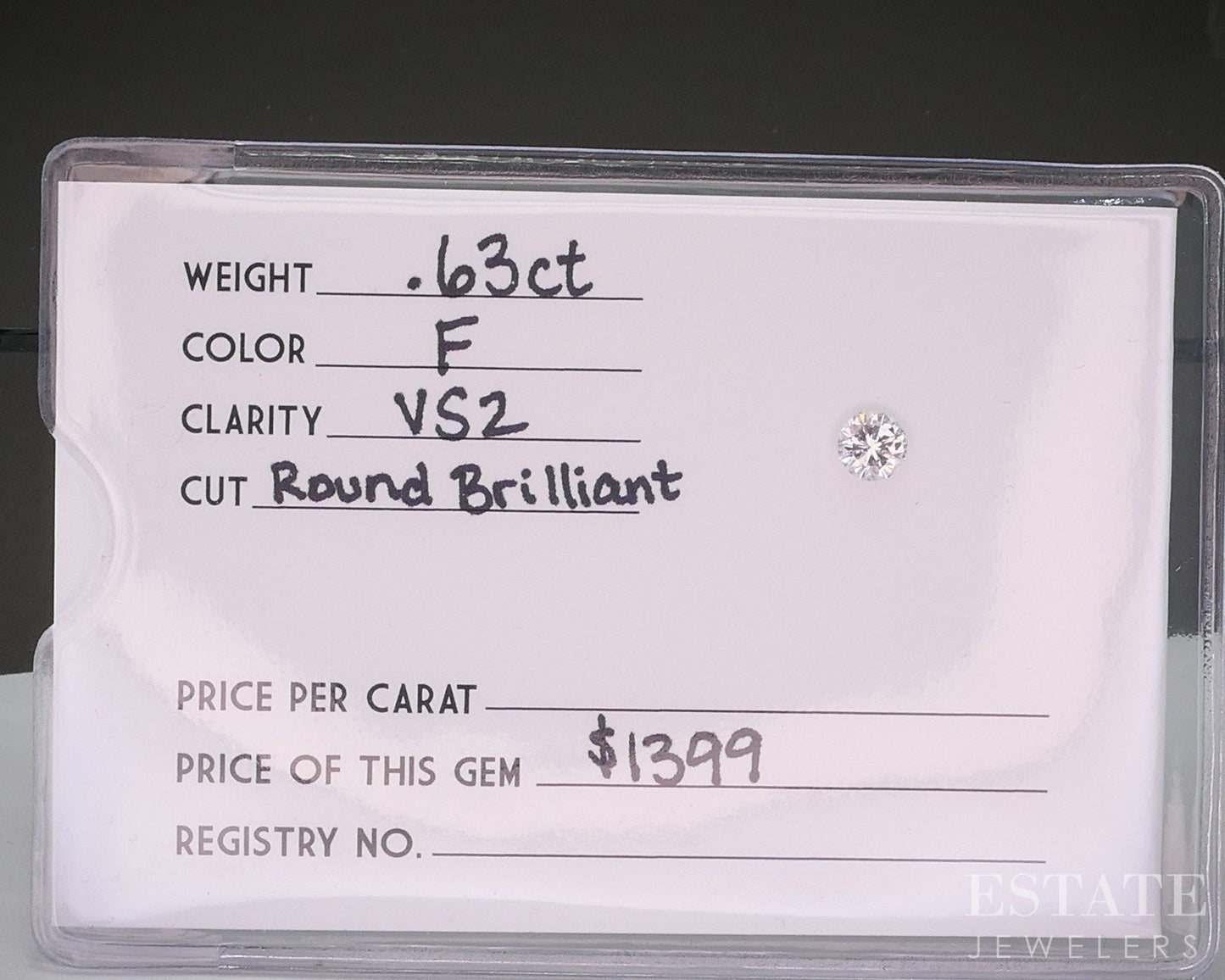 Loose .63ct Round Cut Natural Diamond VS2/F p21734