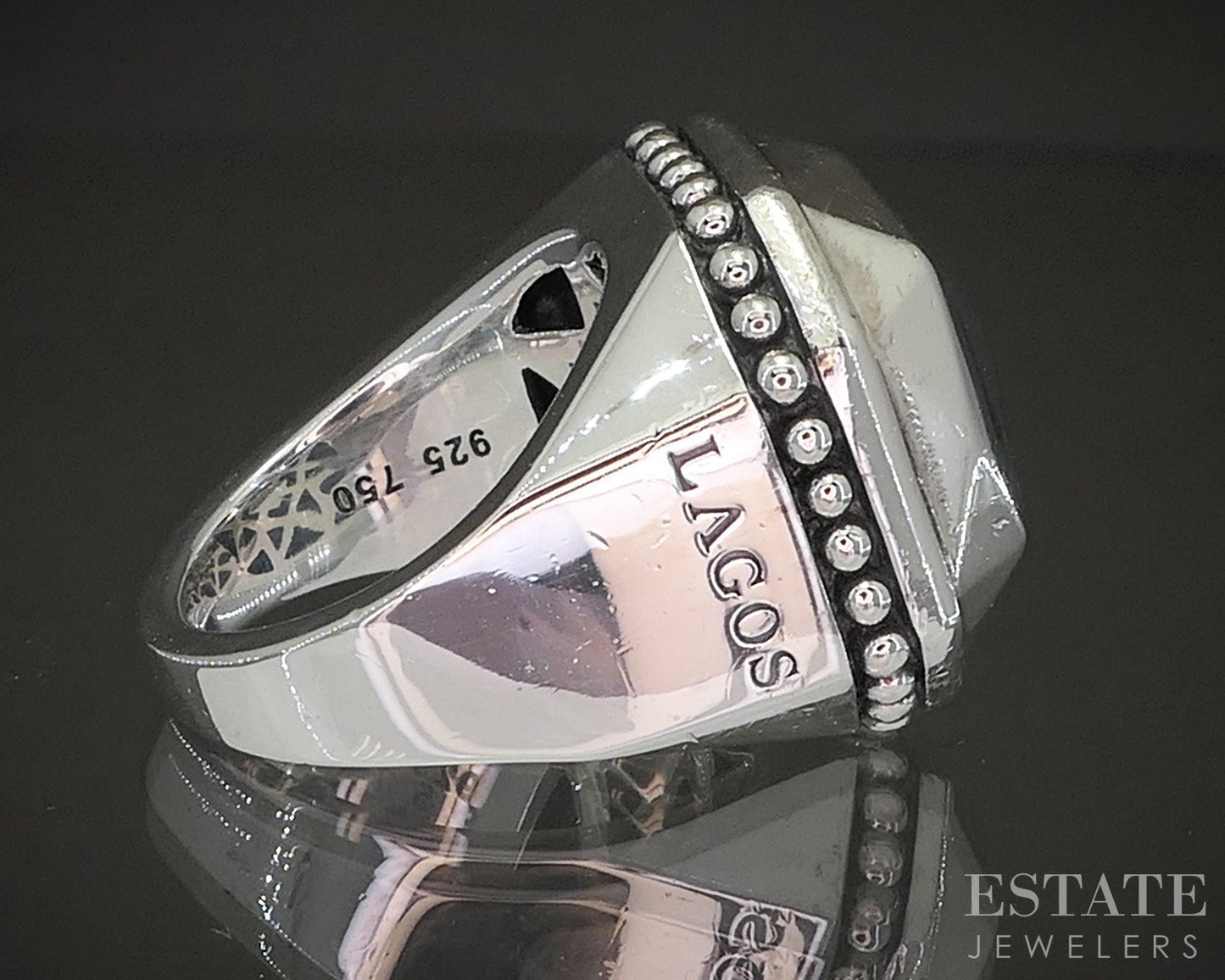 18k & Sterling Lagos Caviar Faceted Rocks Ladies Band Ring 19.7g p21469