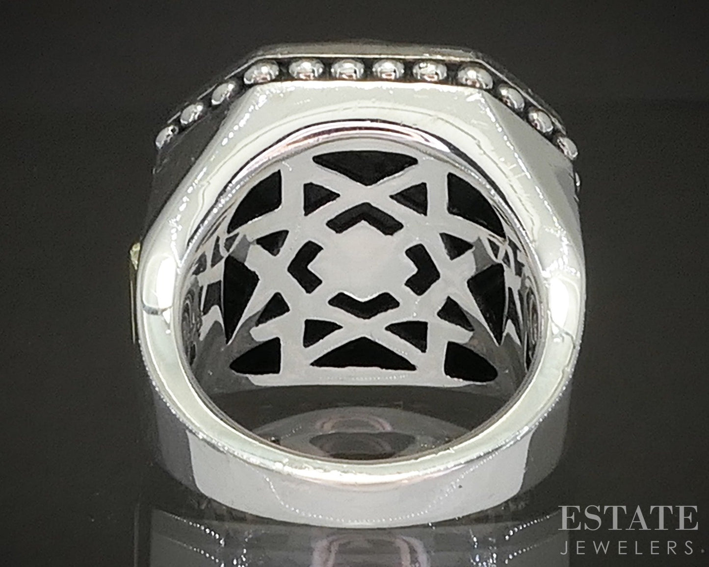 18k & Sterling Lagos Caviar Faceted Rocks Ladies Band Ring 19.7g p21469