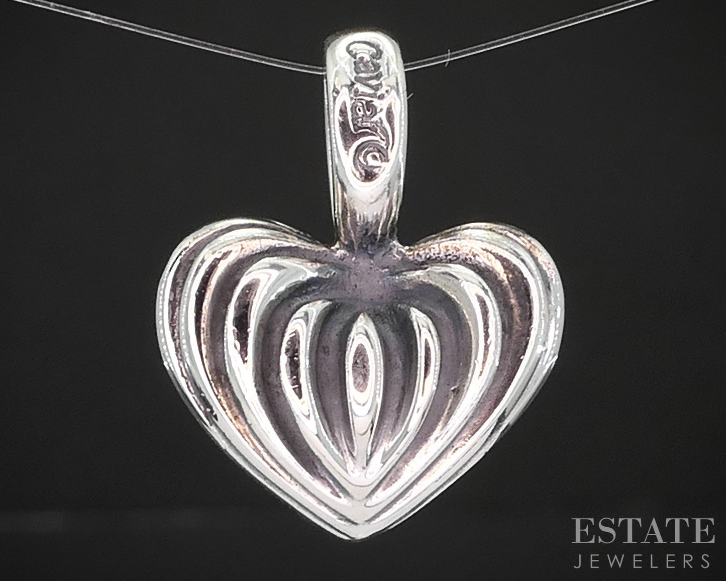 Sterling Silver Lagos Caviar Fluted Puffy Heart Ladies Pendant 10.4g p21471