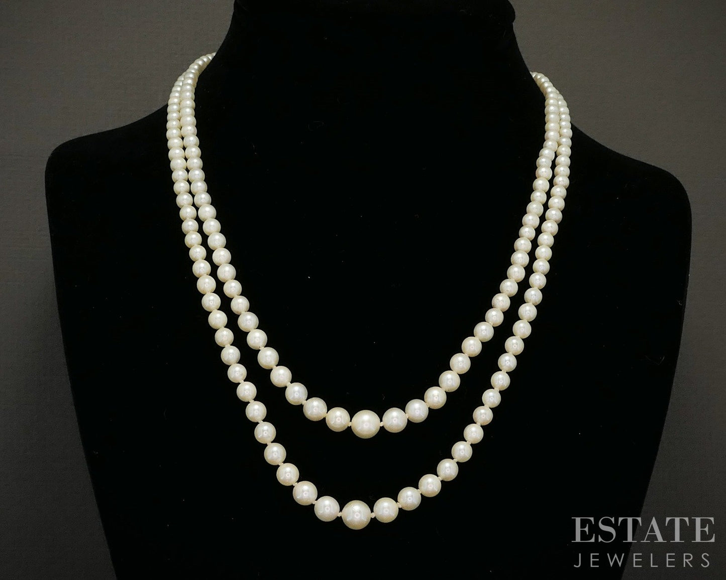 14k White Gold 3.3-7mm Akoya Pearl Multi Strand Necklace 18.5"L p21132