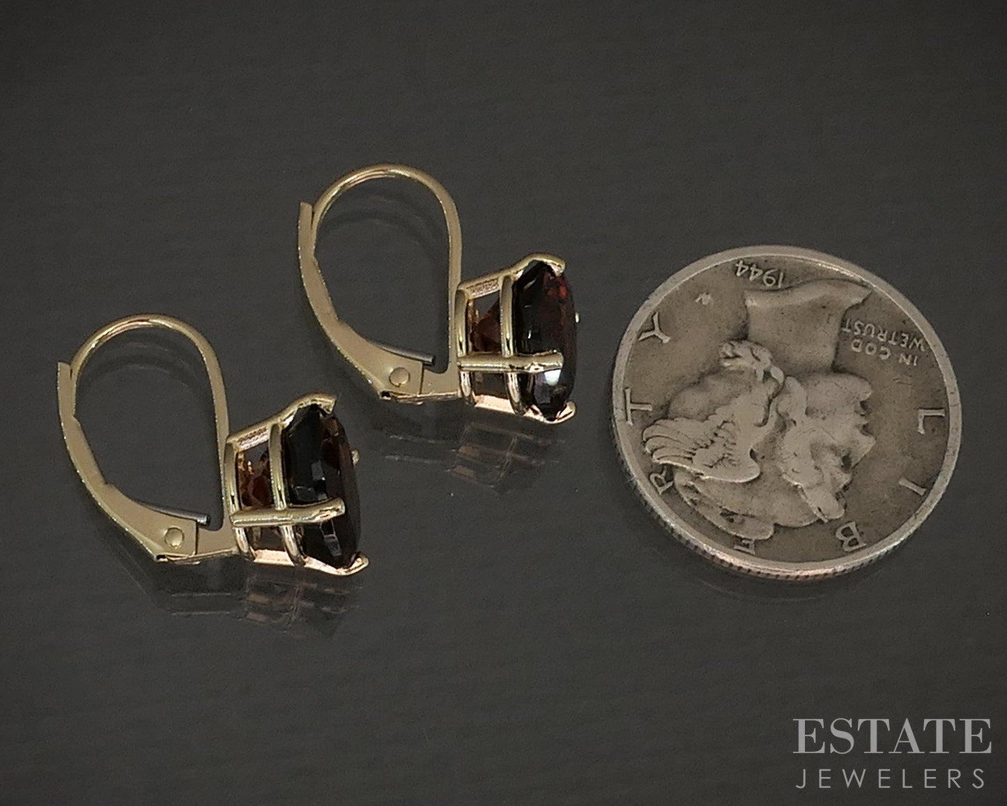 14k Yellow Gold Natural Garnet Leverback Dangle Earrings 2.2g p21169