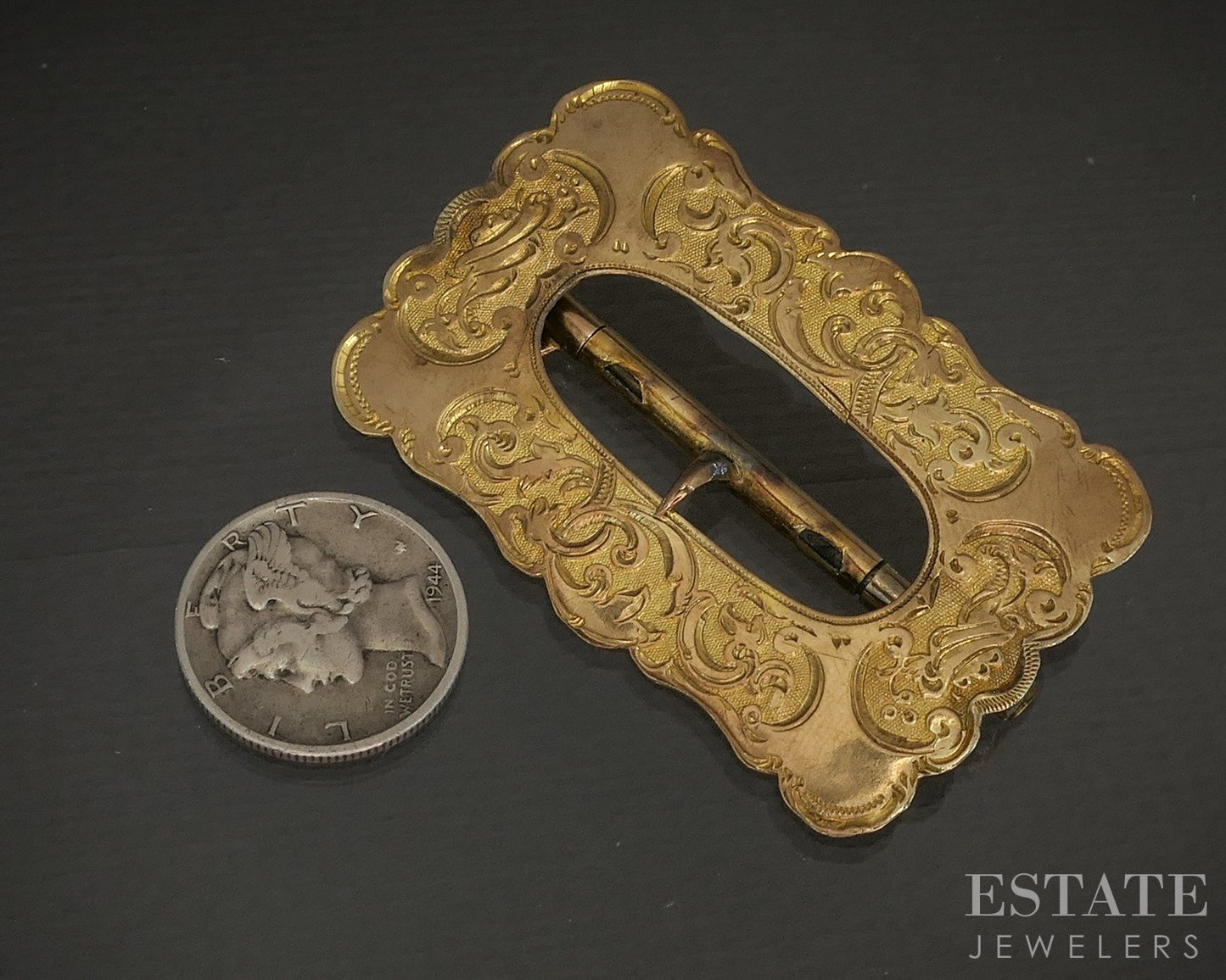Antique Victorian 10k Yellow Gold Engraved Scarf Stay 9.1g p20293