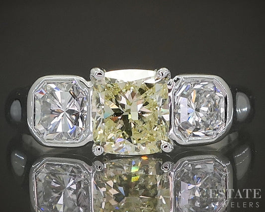 14k White Gold Natural 1.75ctw Fancy Yellow Diamond Engagement Ring 5.5g p22731