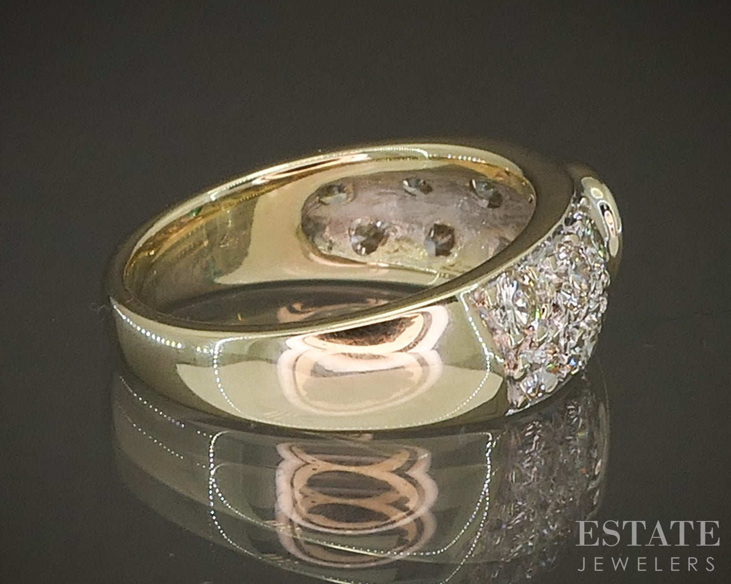 14k Yellow Gold Natural Emerald & Diamond Ladies Band Ring 5.7g p22701
