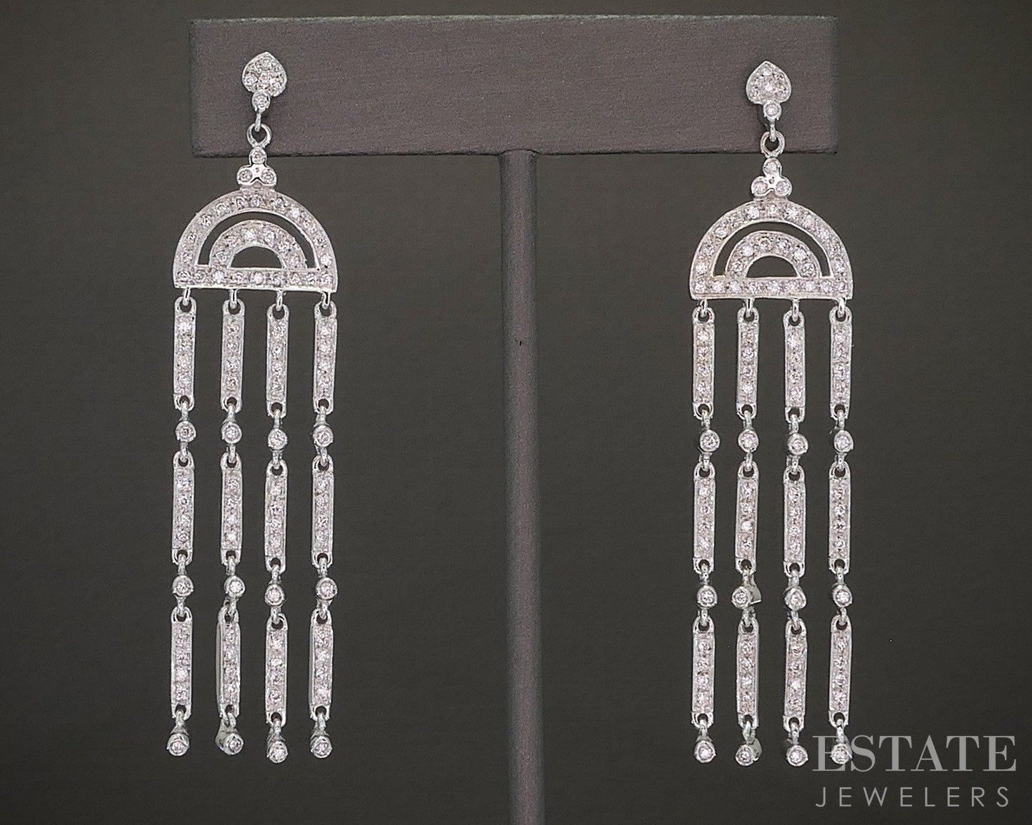 18k White Gold Natural 1.75ctw Diamond Chandelier Drop Earrings 15.4g p22711