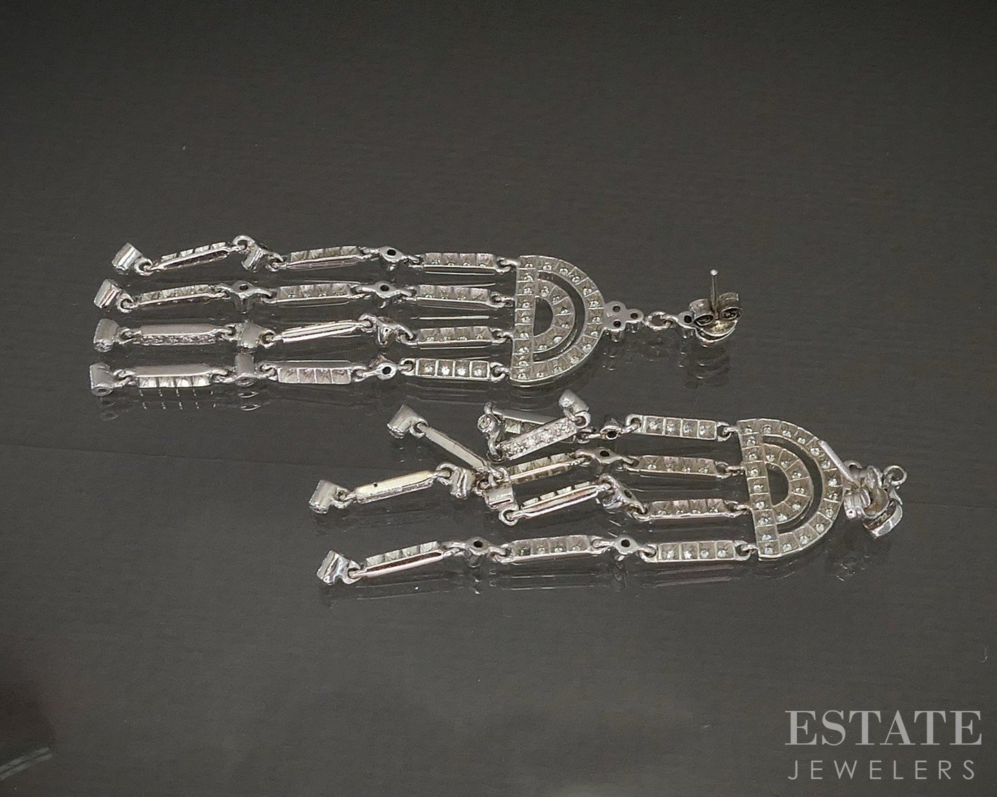 18k White Gold Natural 1.75ctw Diamond Chandelier Drop Earrings 15.4g p22711