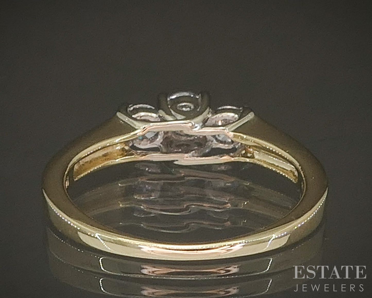 14k Yellow Gold Natural .38ctw Diamond Three Stone Engagement Ring 2.8g p22727