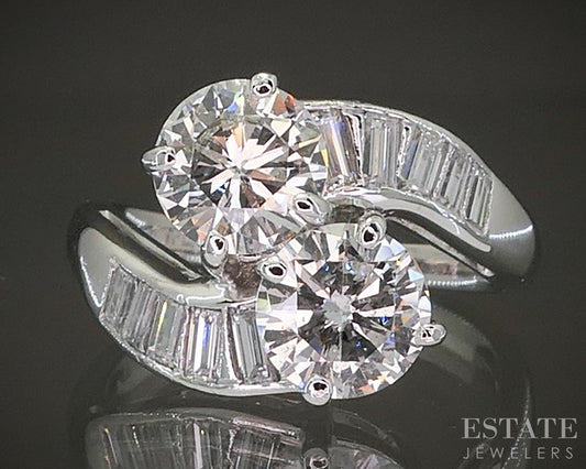Vintage Platinum Round Natural 1.93ctw Diamond Engagement Ring 5.8g p22755