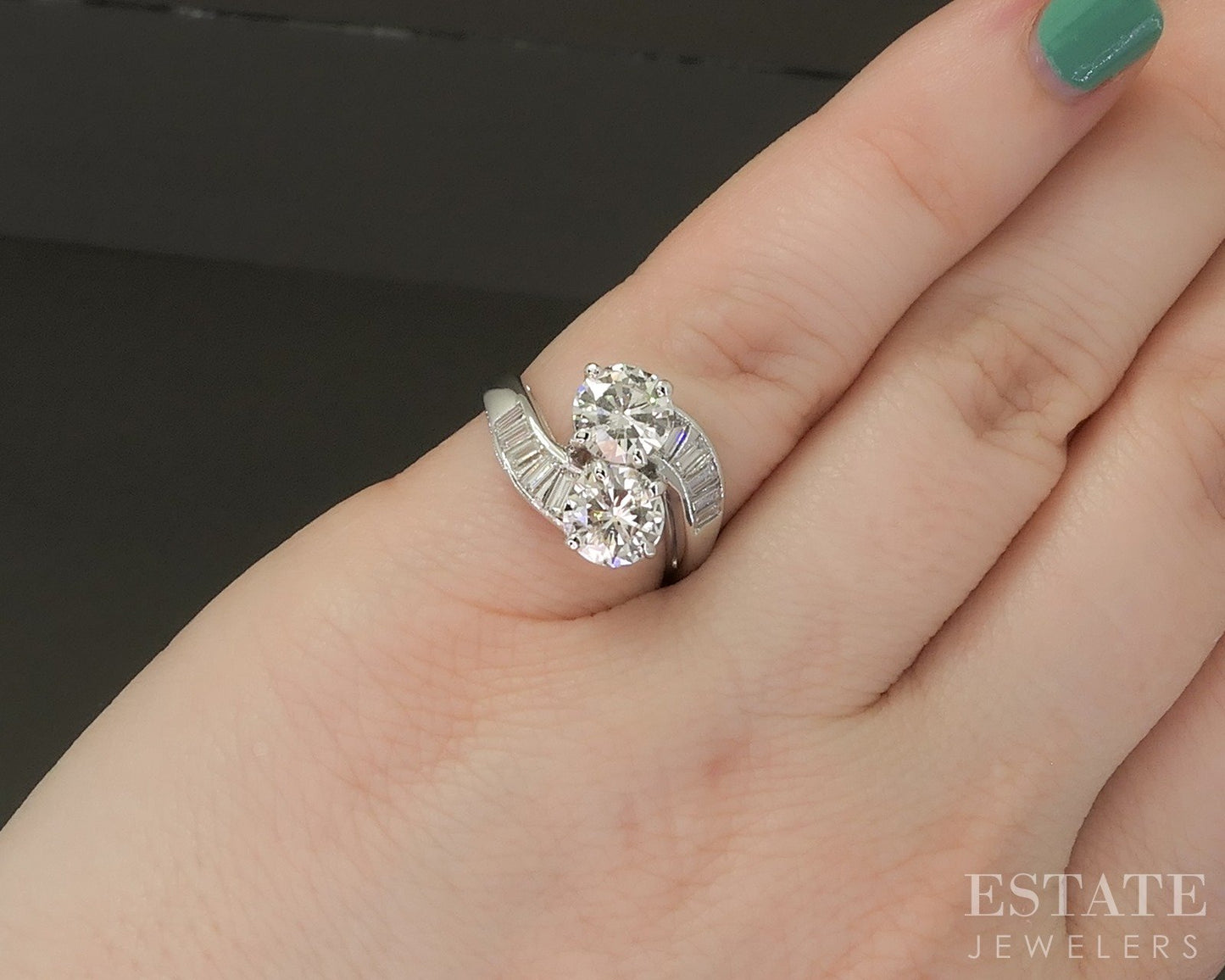 Vintage Platinum Round Natural 1.93ctw Diamond Engagement Ring 5.8g p22755