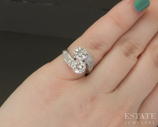 Vintage Platinum Round Natural 1.93ctw Diamond Engagement Ring 5.8g p22755