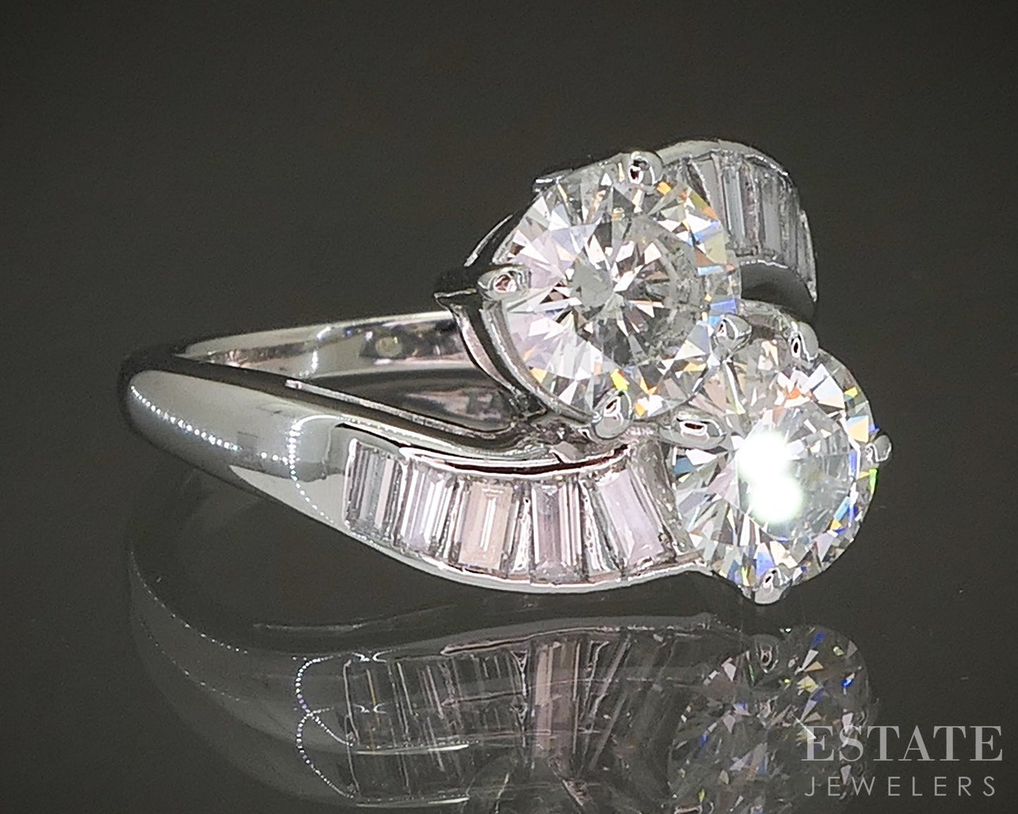 Vintage Platinum Round Natural 1.93ctw Diamond Engagement Ring 5.8g p22755