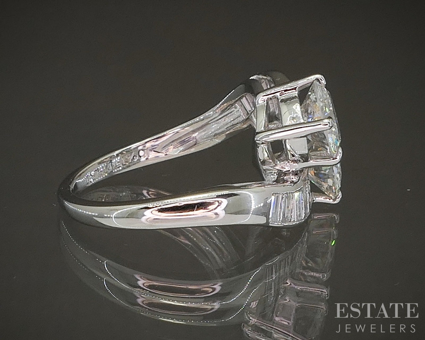Vintage Platinum Round Natural 1.93ctw Diamond Engagement Ring 5.8g p22755