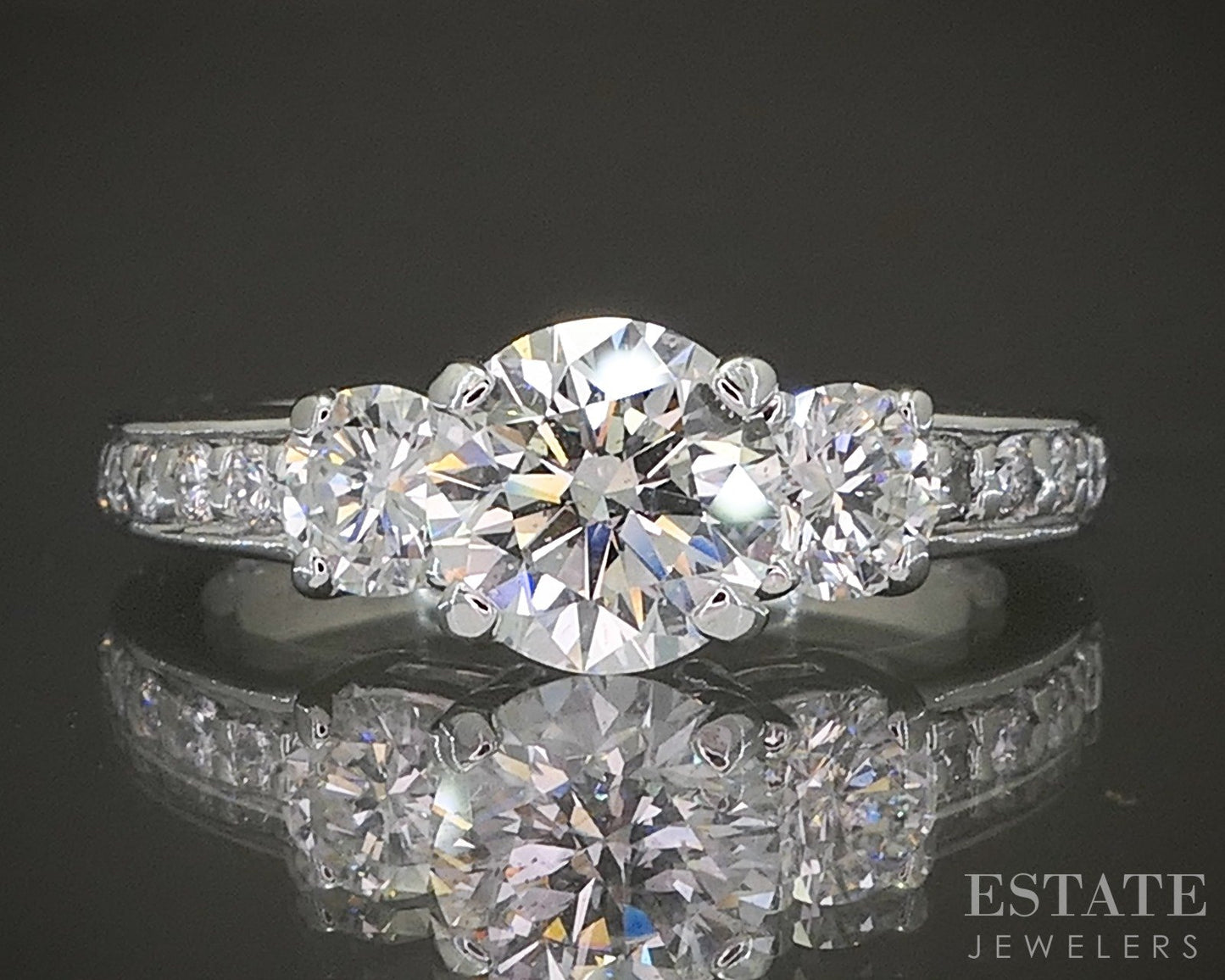 Palladium Round Natural 1.37ctw Diamond Engagement Ring 4.1g p22754