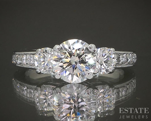 Palladium Round Natural 1.37ctw Diamond Engagement Ring 4.1g p22754