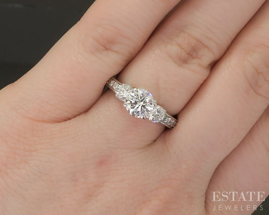 Palladium Round Natural 1.37ctw Diamond Engagement Ring 4.1g p22754