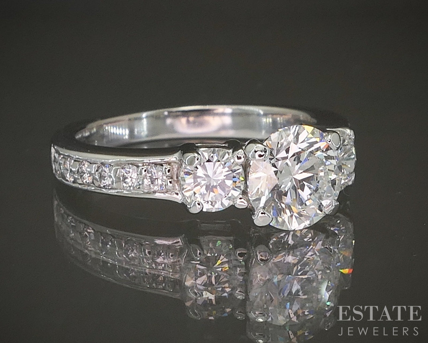 Palladium Round Natural 1.37ctw Diamond Engagement Ring 4.1g p22754