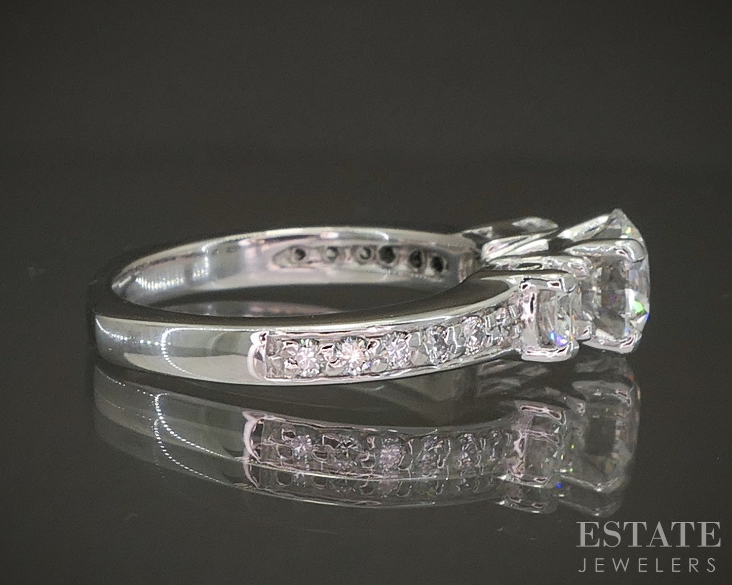 Palladium Round Natural 1.37ctw Diamond Engagement Ring 4.1g p22754