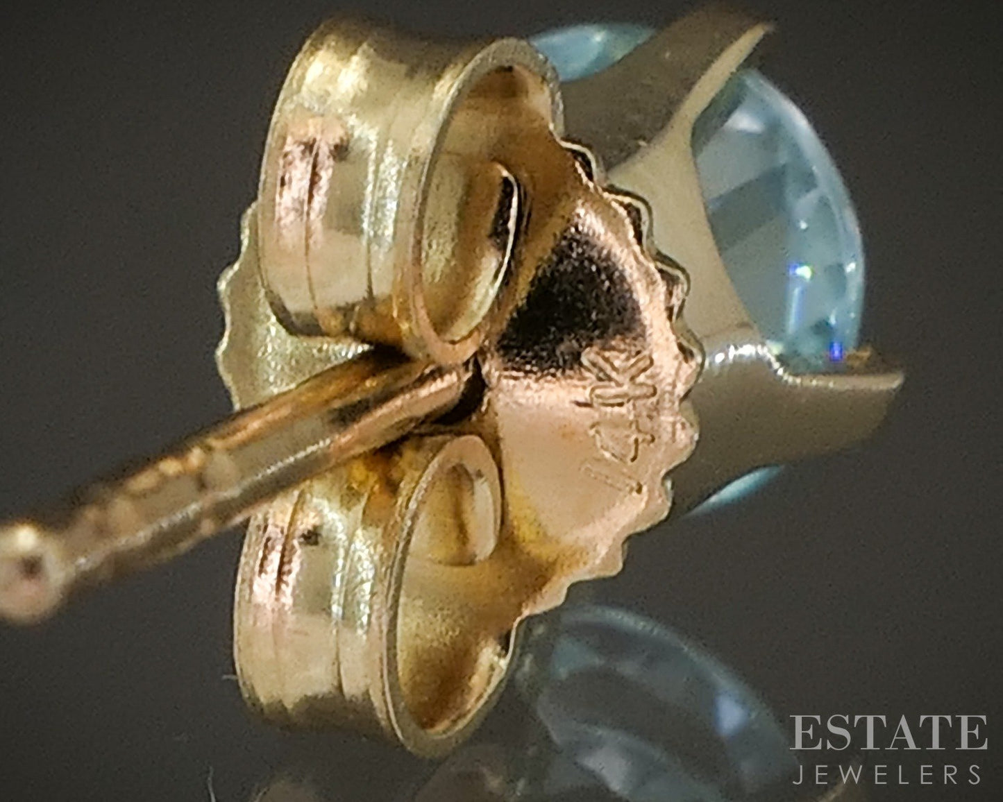 14k Yellow Gold Round 5mm Natural Blue Zircon Stud Earrings 1.3g p22441