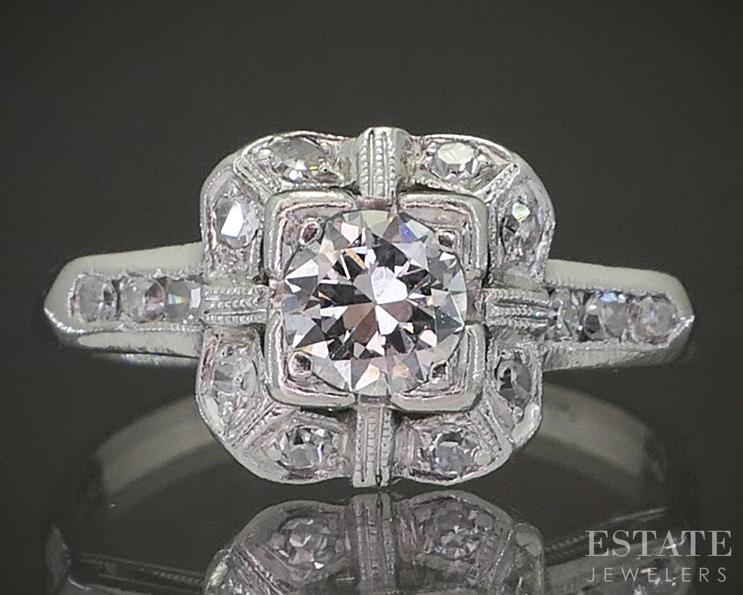 Antique Art Deco Platinum OEC Natural .25ct Diamond Engagement Ring 3.3g p22706