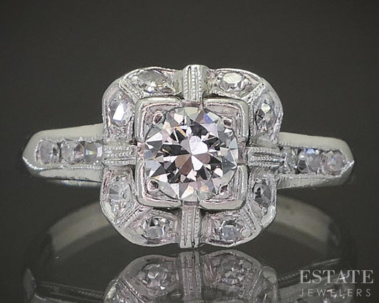 Antique Art Deco Platinum OEC Natural .25ct Diamond Engagement Ring 3.3g p22706