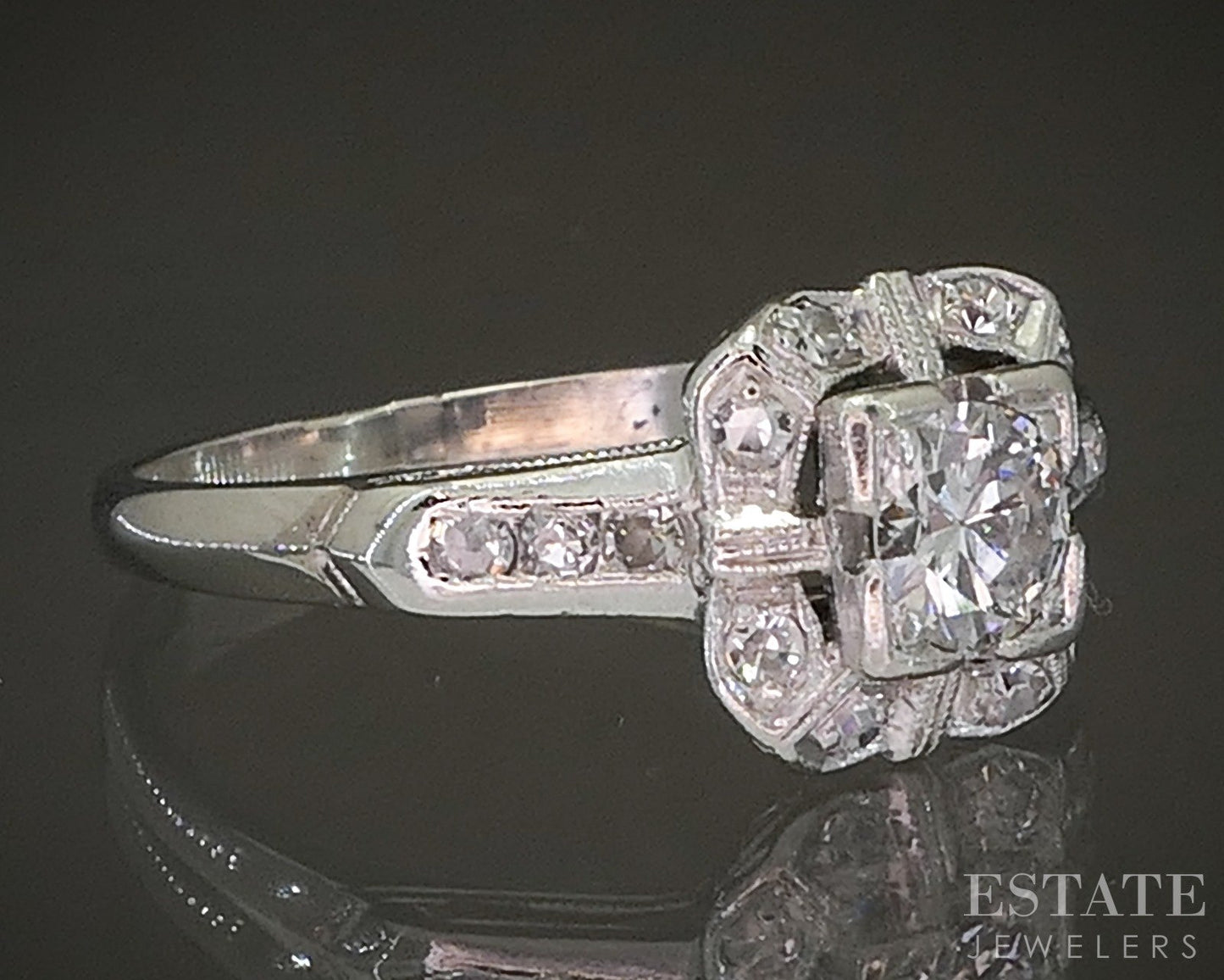 Antique Art Deco Platinum OEC Natural .25ct Diamond Engagement Ring 3.3g p22706