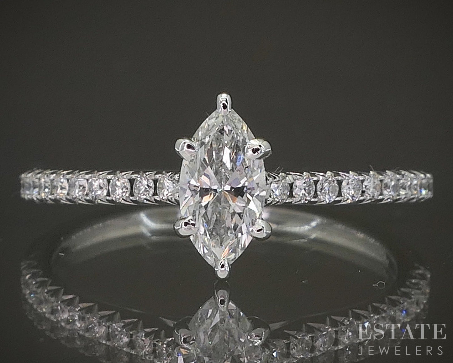 14k White Gold Marquise Natural .50ctw Diamond Engagement Ring 2.1g p22729