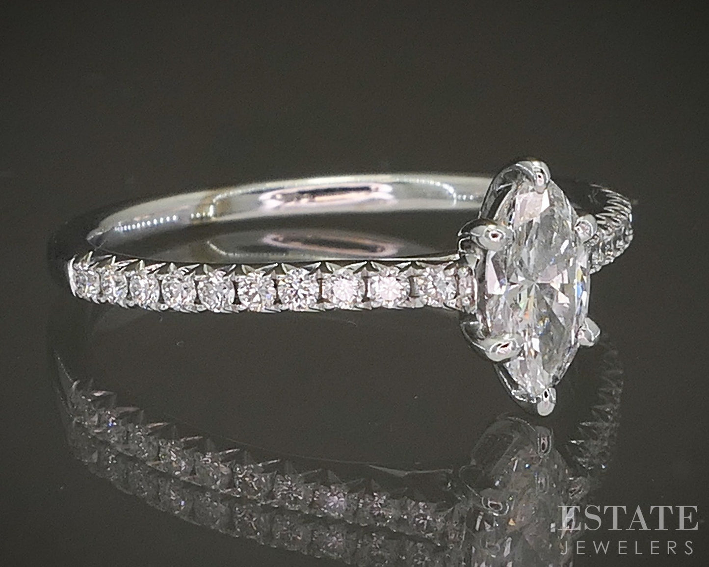 14k White Gold Marquise Natural .50ctw Diamond Engagement Ring 2.1g p22729