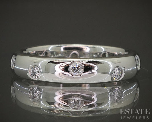 Platinum Tiffany & Co. Etoile .22ctw Diamond Wedding Band Ring 6g p22661