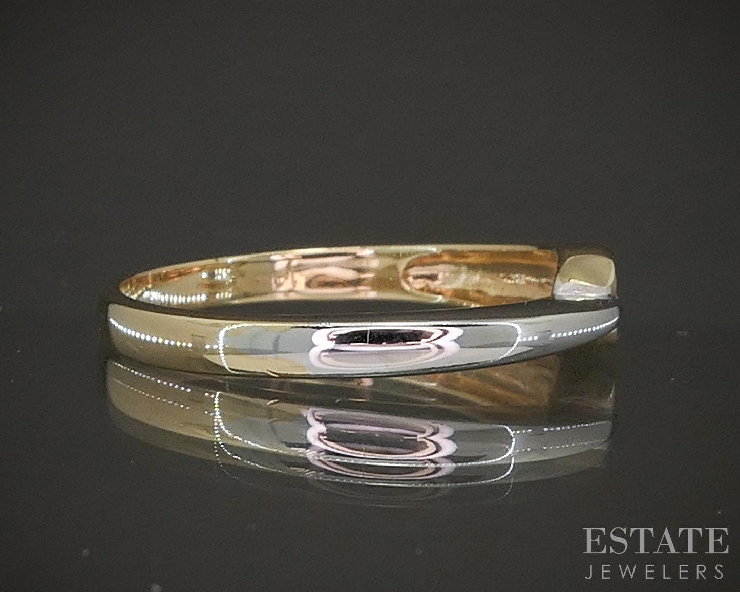 14k White & Yellow Gold Natural .03ct Diamond Solitaire Band Ring 3g p14790b