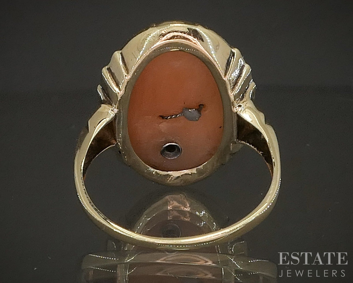 Antique 10k Yellow Gold Natural Cameo Diamond Ladies Ring 3.1g p18559b