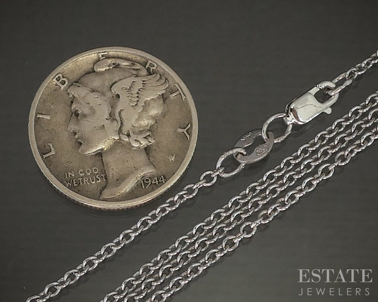 14k White Gold 0.9mm Cable Chain Link Ladies Necklace 2.8g 18"L p15611b