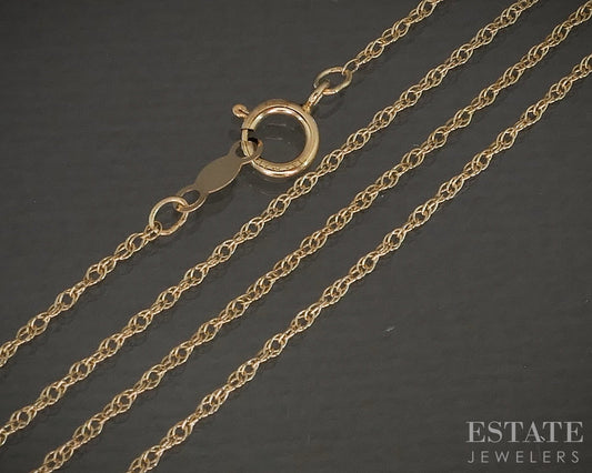 14k Yellow Gold 1mm Twisted Rope Chain Link Ladies Necklace 1g 18"L p15612b