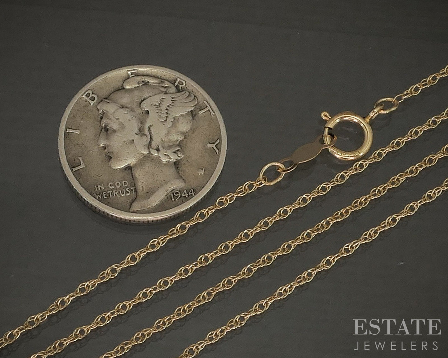 14k Yellow Gold 1mm Twisted Rope Chain Link Ladies Necklace 1g 18"L p15612b