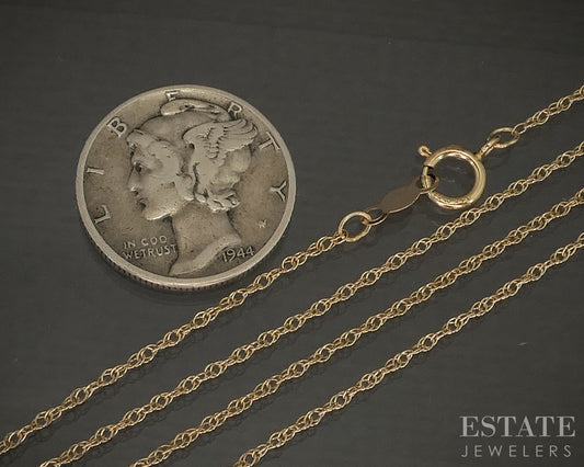14k Yellow Gold 1mm Twisted Rope Chain Link Ladies Necklace 1g 18"L p15612b