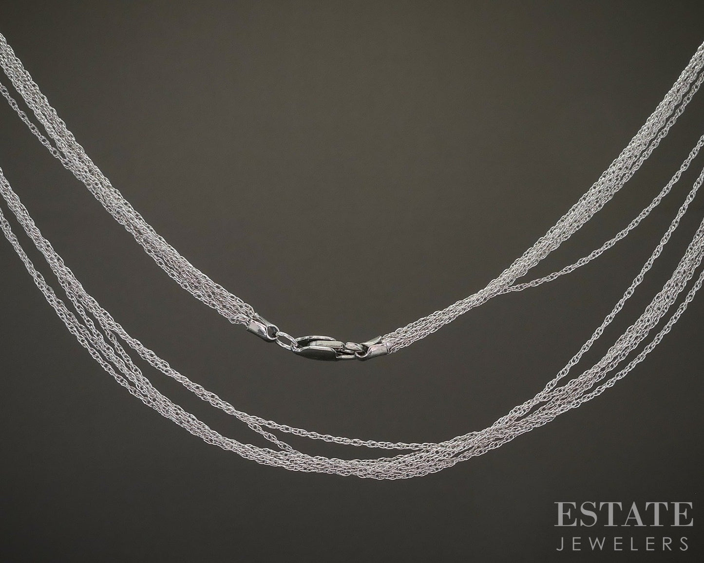18k White Gold Multi Strand Rope Chain Link Ladies Necklace 4.9g 18"L p15610b